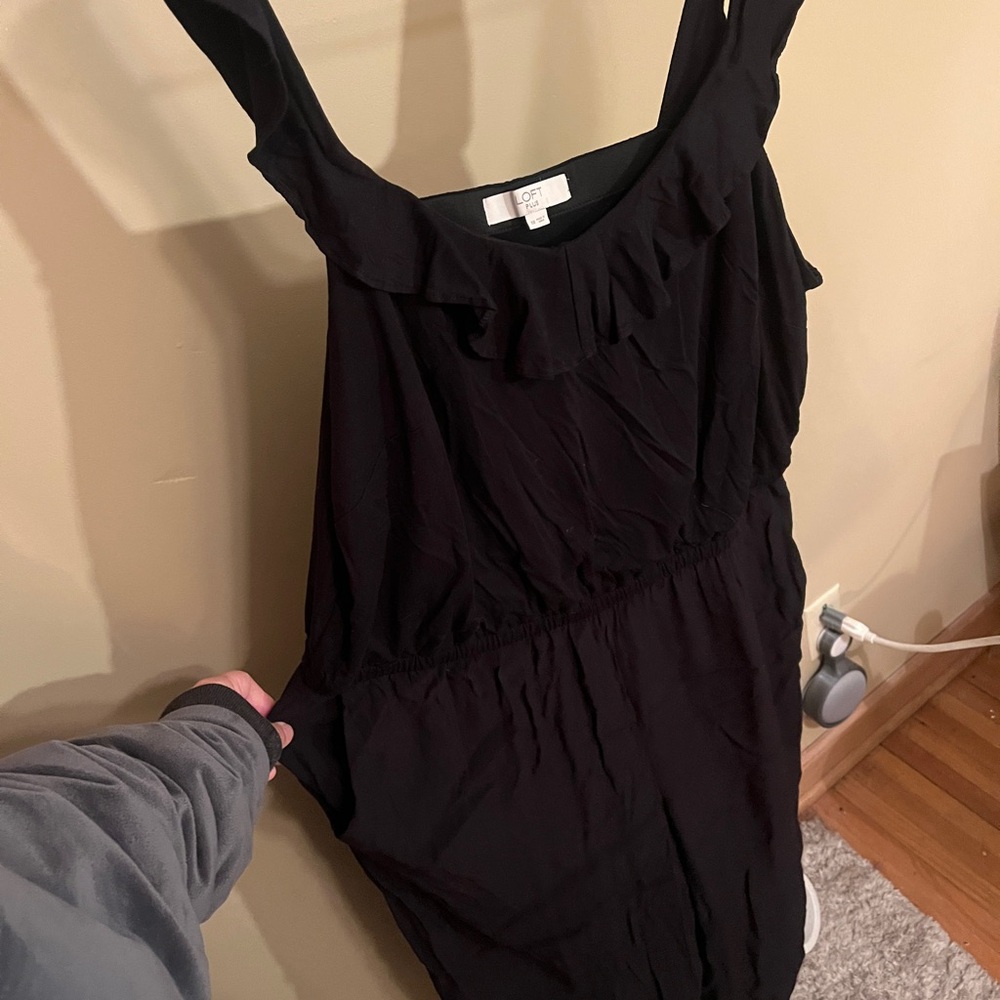 LOFT Black Ruffle Detail Jumpsuit
